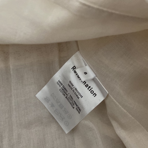 NWT REFORMATION NOA DRESS beige midi shoulder tie dress *sold out on site* - Picture 5 of 8